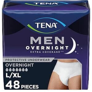 NWT TENA Men Extra Coverage Overnight Underwear Incontinence underwear L/XL 48ct